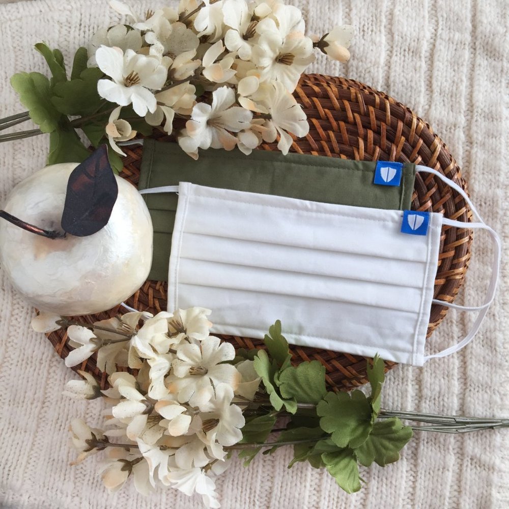 NEW! 2 PACK Cloth Face Mask - Olive and White